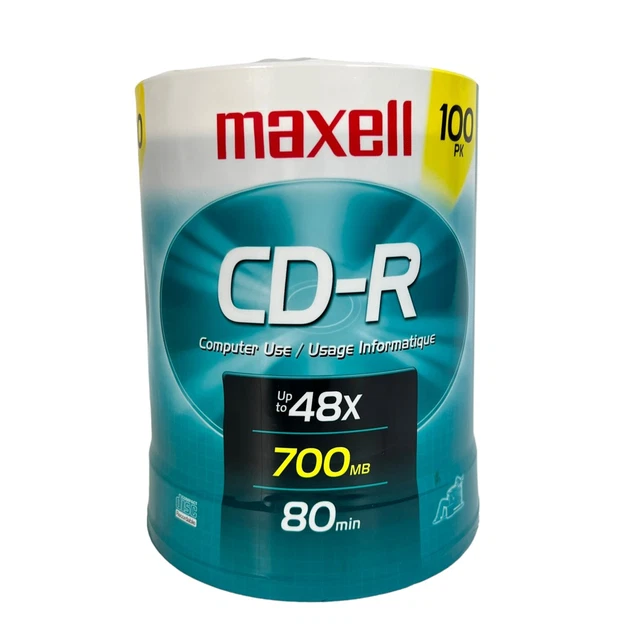 MAXELL 48X 700MB 80-Minute CD-R 100 pc Computer Use Record Discs Spindle New
