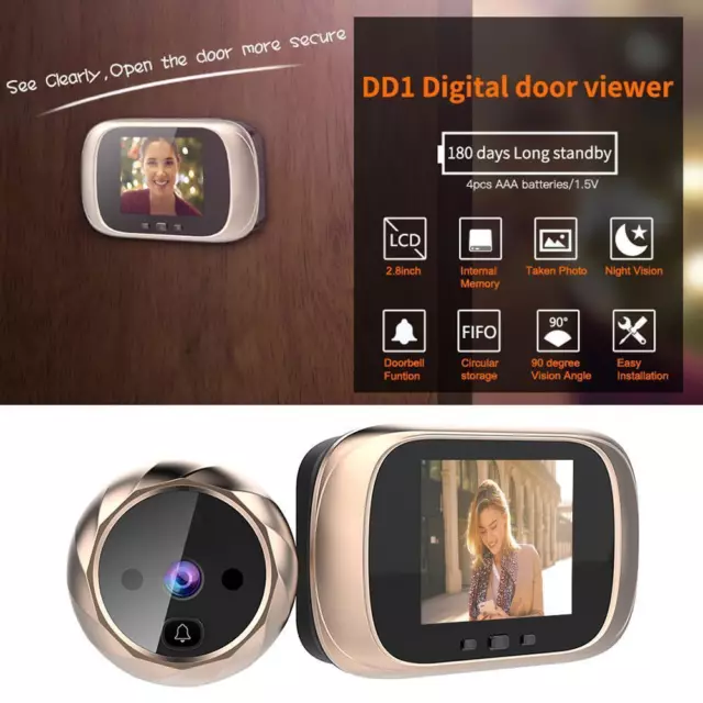 fr DD1 2.8 inch TFT LCD Screen Digital Doorbell 0.3MP IR Night Vision Electronic