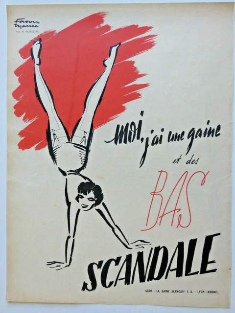Publicité De Presse 1951 Scandale Moi J'ai Une Gaine Et Des Bas - Facon Marrec