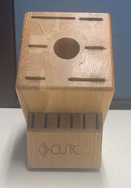 CUTCO 13 Slot Knife Set Block 6 Steak Slots 1 Round Honey Oak Wood USA