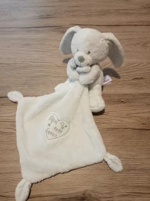 Doudou Mouchoir Lapin Blanc Étoiles min Petit Cœur Pommette comme  NEUF