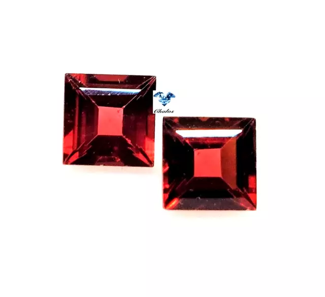 1x Rot Granat - Carree facettiert  6x6mm (RG011)