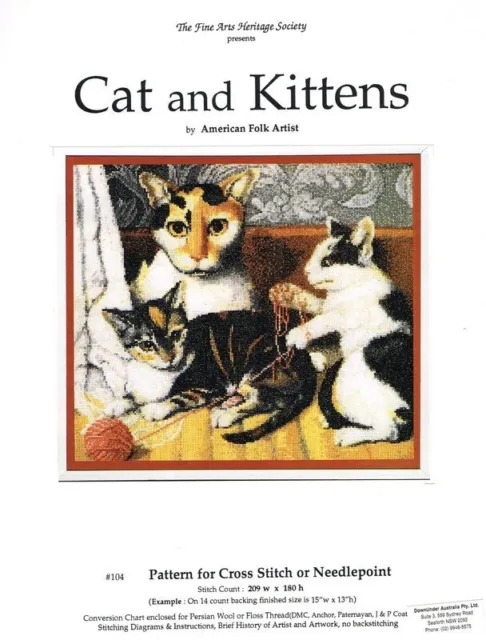 Cat and Kittens Counted Thread Design by Americn Folk Artist
