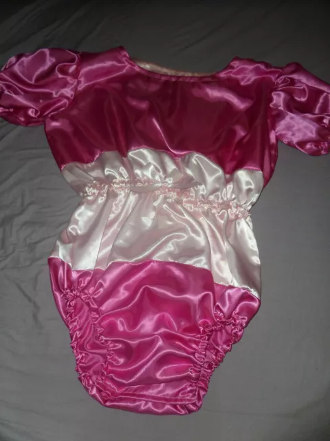 ADULT BABY SISSY All-In-One Deep Pink + Pink Satin Romper 48