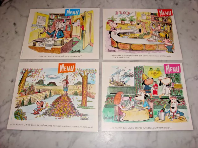 Lot De 4 Menus Differents Illustres Par Barberousse Theme Pompier Bistrot Autre