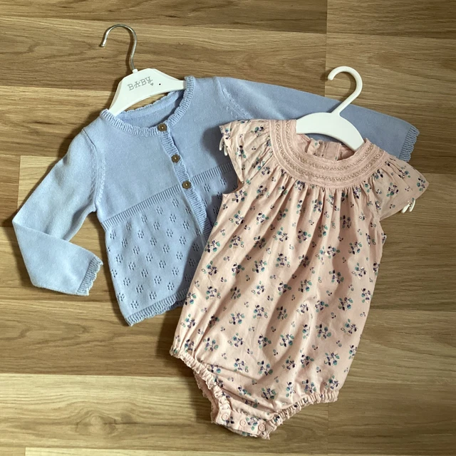 Baby Girl Clothes 9-12 months Preloved M&S Short Floral Playsuit George Cardigan