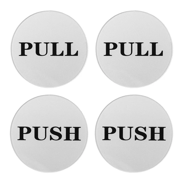 Insegna porta push pull 2,8", 2 paia insegna acrilica autoadesiva tonalità argento/nero