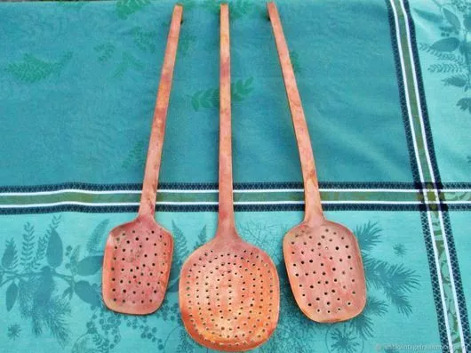 Lot de cuillère ancienne en cuivre Lot of old copper spoon