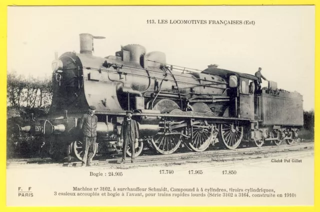 cpa LOCOMOTIVE Machine N° 3162 pour TRAINS rapides Lourds Construite en 1910