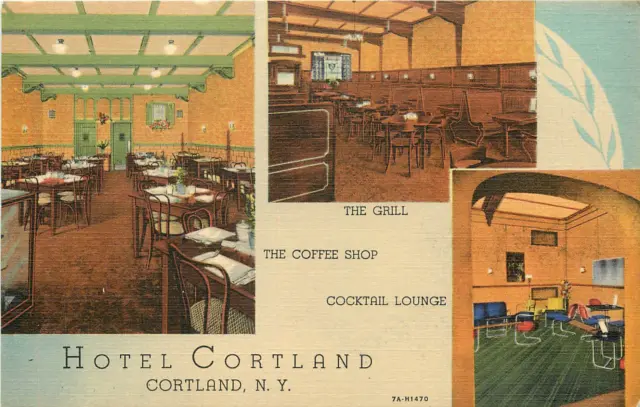 Cortland Ny Hôtel Cortland Paysages 1937 Lin Carte Postale