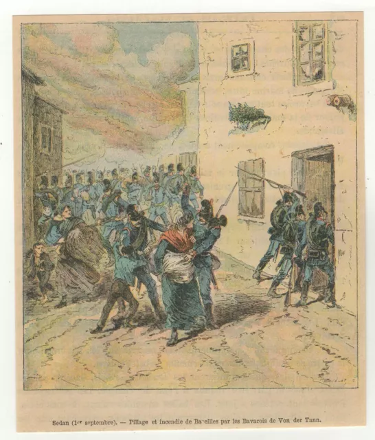guerre 1870-1871 Français Allemands gravure XIXe pillage de Baseilles par /B1FA