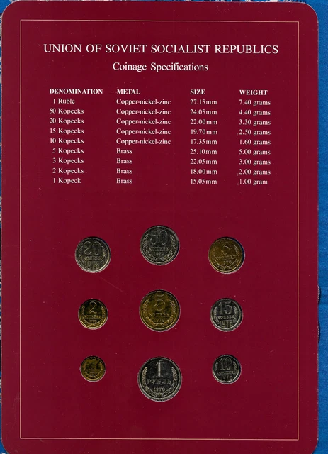 Coin Sets of All Nations USSR Russia UNC All  1978 but 50 Kopecks 1979 2