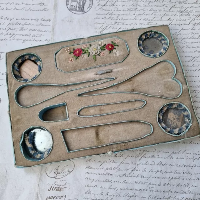 Etui Couture Ancien XIXè Plateau Nécessaire pour Coffret Victorian Sewing 19thC