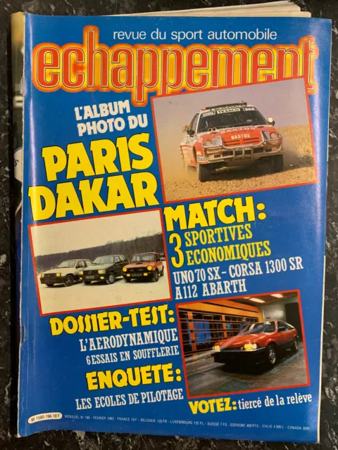 Revue Echappement n°196 Février 1985 - Revue du sport automobile