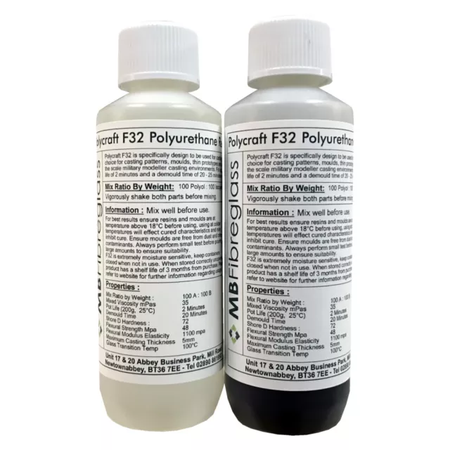 Polycraft F32 Fast Cast Polyurethane Liquid Plastic Casting Resin - 500g Kit