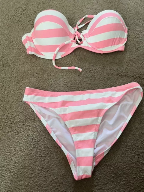 Jack Wills Size 10 Pink And White Bikini