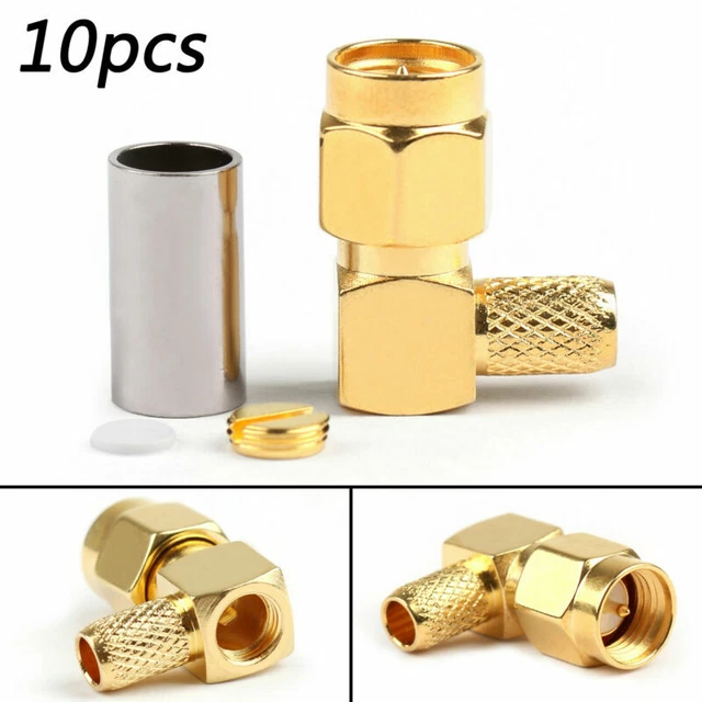 10× SMA Fiche mâle Angle droit Épingle Pour RG58 RG142 RG400 LMR195 Câble RF A