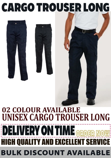 Mens Cargo Work Trousers Size 28 to 52 Black or Navy Cargo Combat Trousers  by BWM (28 Waist/Short Leg, Black) : : Fashion