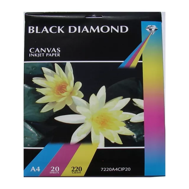 40 Sheets Black Diamond A4 220gsm Canvas Inkjet Photo Paper