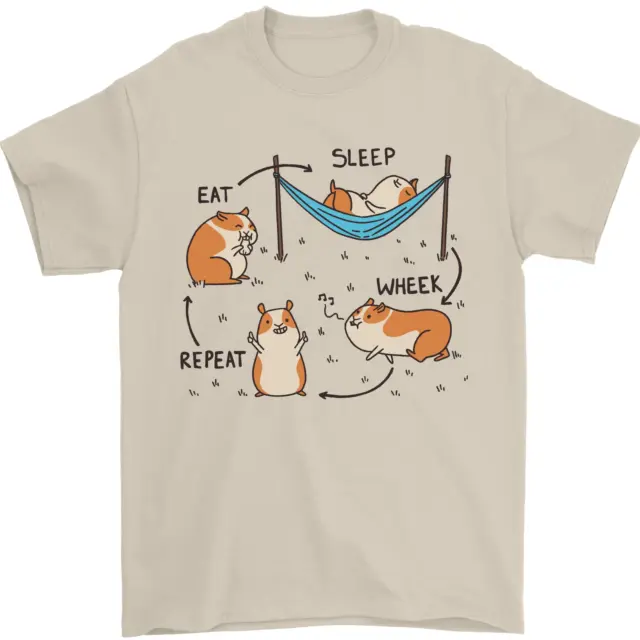 T-shirt da uomo divertente Hampster Eat Sleep Wheek Repeat 100% cotone 12