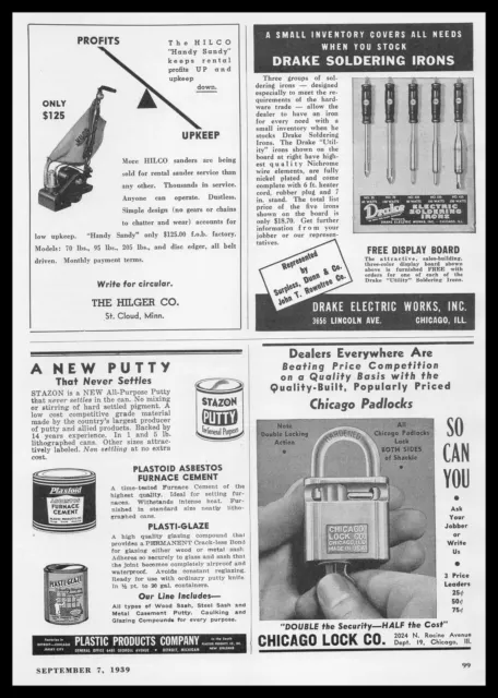 1939 Chicago Lock Company Padlocks Double Locking Action Vintage Print Ad