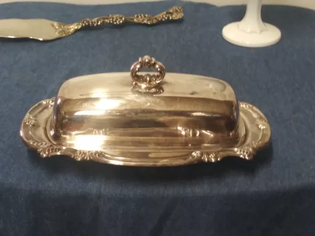 Vintage Gorham Silverplate Butter Dish quarter lb Scroll pattern YC1760 EUC