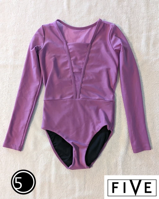 Long Sleeve 5dancewear Five 5 Gymnastics Dance Leotard YL Large Purple Lavender