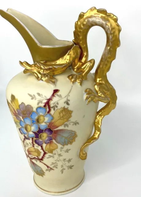 Antique Dragon Ewer Vase Victoria Carlsbad Austria Late 1800's Scarce 2