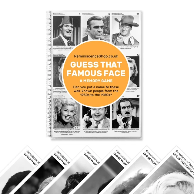 REMINISCENCE CARDS FAMOUS Faces Activity Game Book Dementia Nostalgia ...
