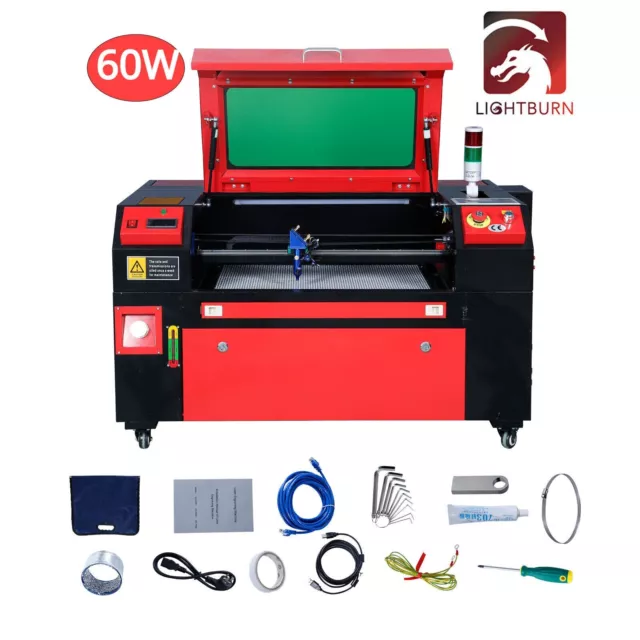 VEVOR 60W CO2 Laser Engraver Cutter Cutting Engraving Machine 400x600