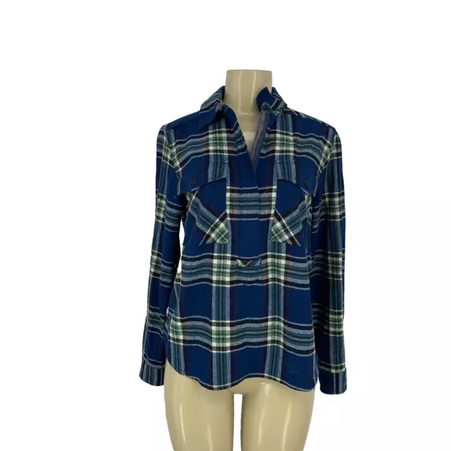 Pendleton Flannel 1/4 Zip Women Small Long Sleeve Virgin Wool Plaid 44-3