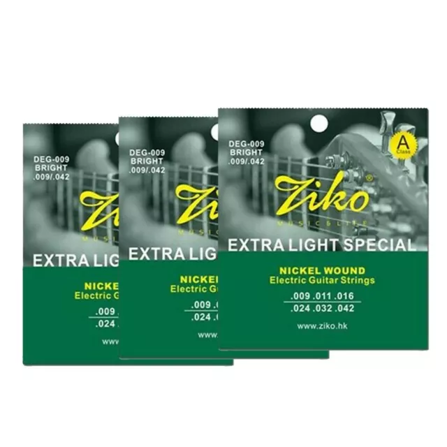 3 Packs - Ziko Electric Guitar Strings Set Extra Light Soft Electric DEG-009-UK