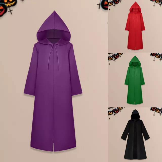 fr Drawstring Basic Hooded Cape Women Vintage Style Solid Color for Halloween Pa