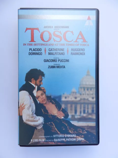 VHS Video Kassette Puccini Tosca Domingo Malfitano Raimondi Mehta Andermann