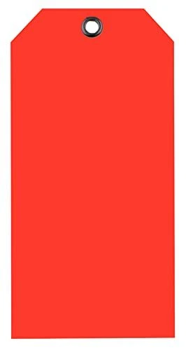 CleverDelights Red Plastic Tags - 4.75" x 2.375" - 100 Pack - Waterproof and ...