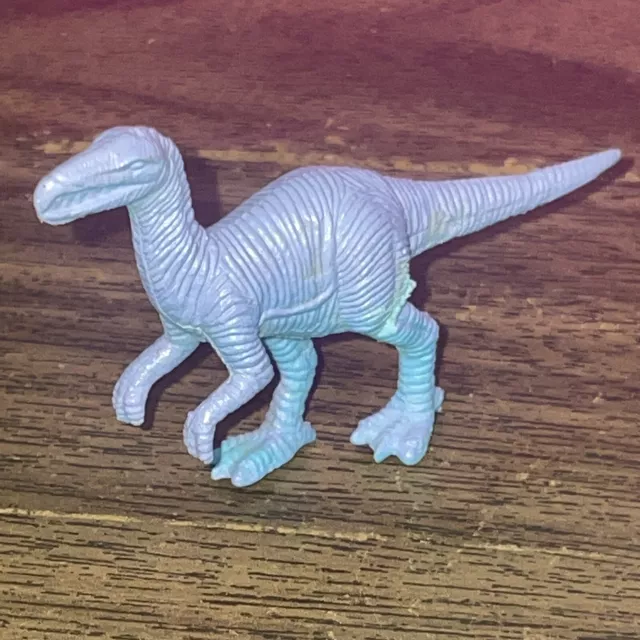 Vintage Purple Blue Velociraptor Dinosaur Figure Figurine Toy 3 1/8”