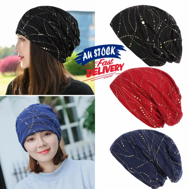 Hat Beanies Women Head Scarf Chemo Wraps Cancer Caps Headwear Scarves Turban AU