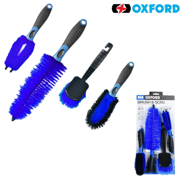 Oxford Brush & Scrub Set OX739 Essential Motorcycle Cleaning Brushes Kit 4PC