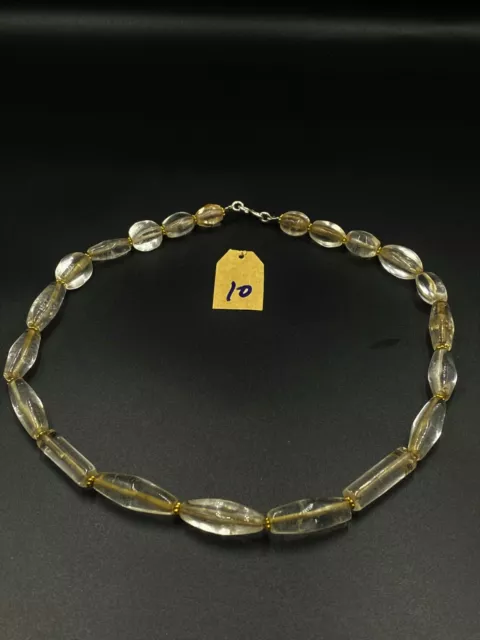 old antique ancient beautiful crystals quartz beads necklace from Burma original 10