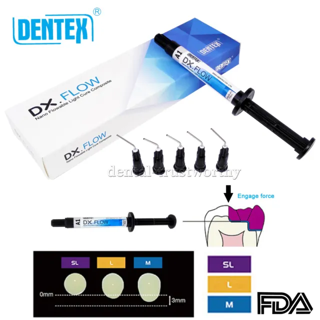 DENTEX DX.FLOW Dental Flowable Light Cure Composite Resin Medium Flow Radiopaque