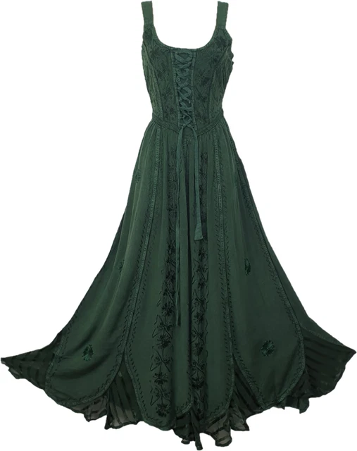 MAXI GOTHIC DRESS Corset Pagan Embroidered Black Size 10 12 14 16 18 20 22  24 29.99 - PicClick UK