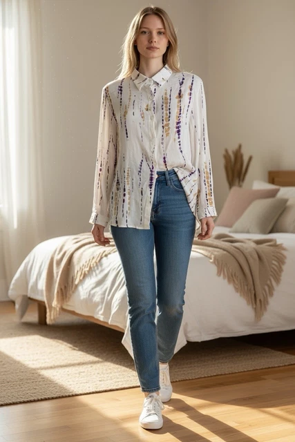 Chemise Légère Jennyfer Noir à Feuilles - Taille S - Occasion Très Bon état