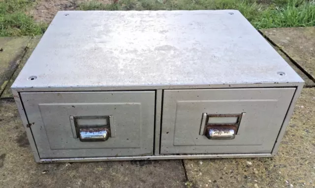 vintage two drawer metal filing cabinet 2