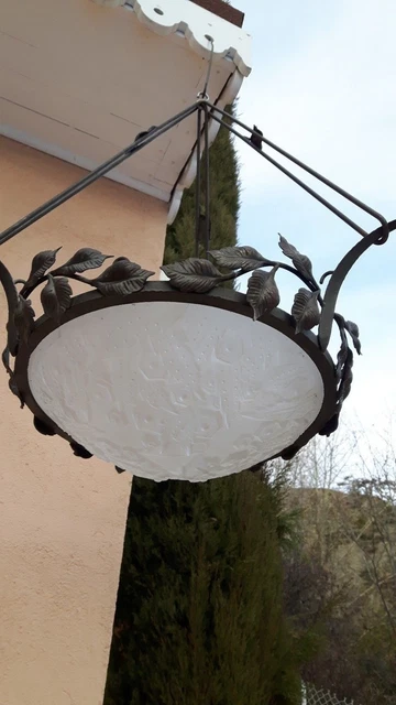 Vasque Lustre Signé J. Robert - Art Déco Authentique - Très Bon état
