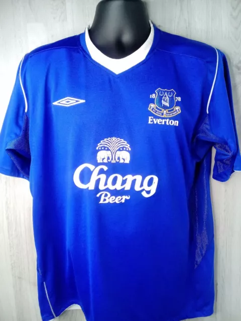 EVERTON FC FOOTBALL SHIRT 2004 UMBRO CHANG Mens Large UK - Rare Retro Soccer