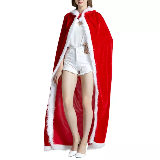 Mujeres Navidad Terciopelo Capa con Capucha Capa Cosplay Vestido Santa Claus Disfraz Capa