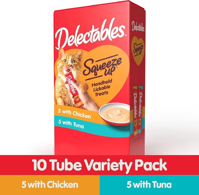 Hartz Delectables Squeeze Up Interactive Lickable Wet Cat Treats for Adult & Sen