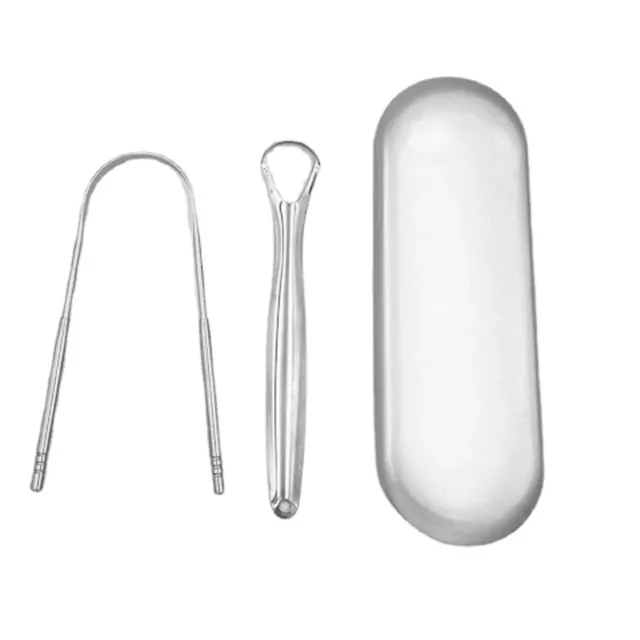 Tounge Cleaner Tongue Scraper Dental Care Oral Hygiene Mouth Kit Stainless Steel