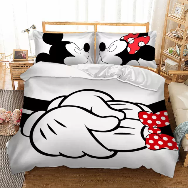 Minnie Mickey Mouse Quilt Duvet Doona Cover Set Single Queen King Size Bedding