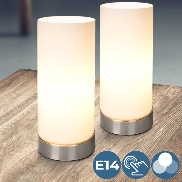 Lampe De Chevet Tactile 31.5cm Dimmable - Abat-jour Tissu Moderne Rétro Avec Ampoule LED Pour Chambre Et Salon